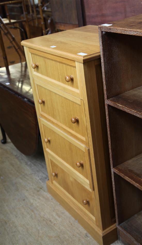 Modern light oak chest of four drawers